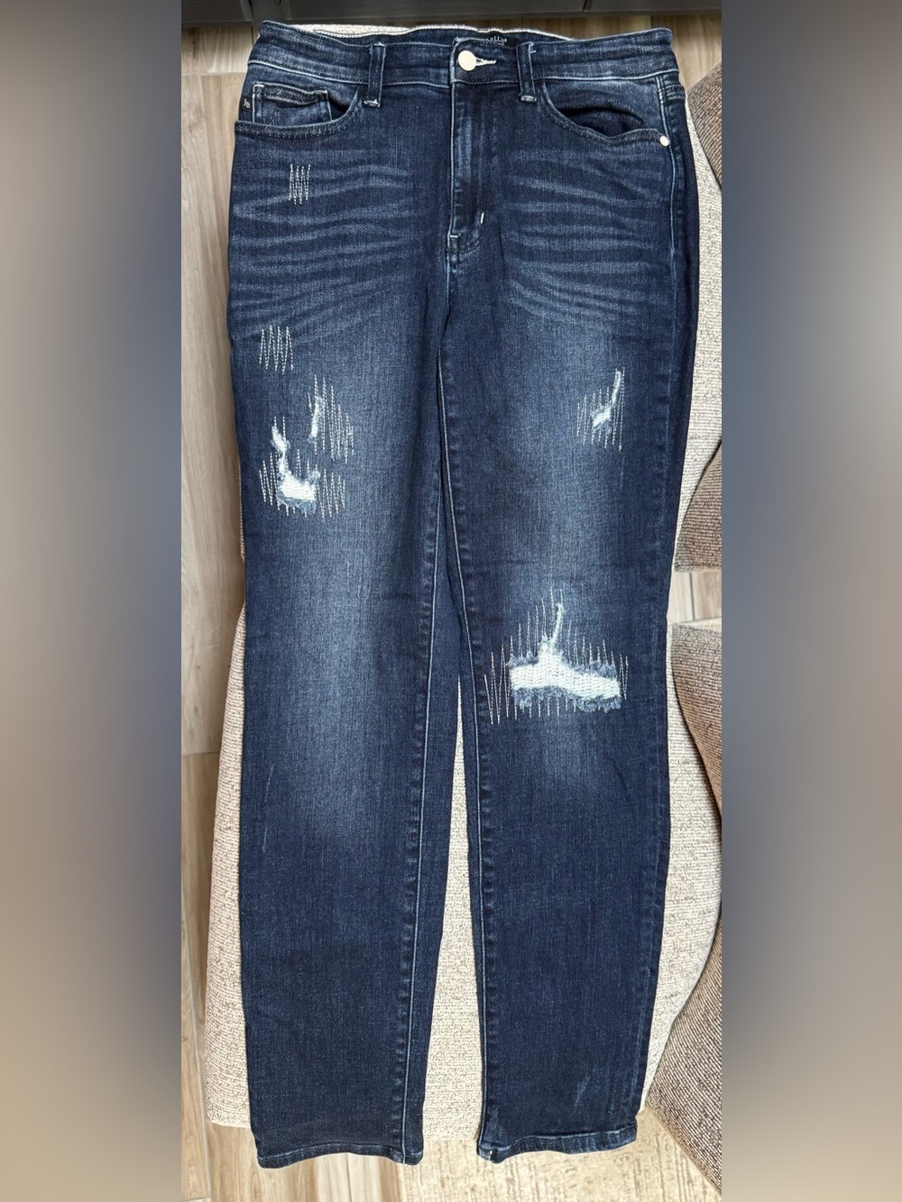 Judy Blue Dark Indigo Distressed Boyfriend Jeans